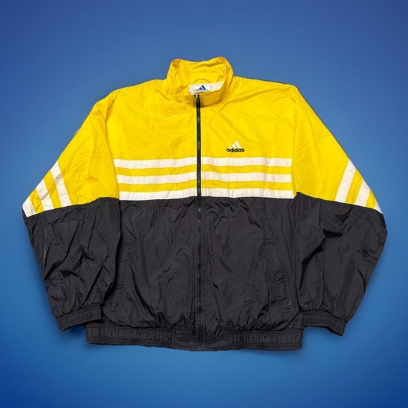 adidas Other - Vintage Adidas Track Jacket Mens XL‎ Black Yellow White Logo 90s